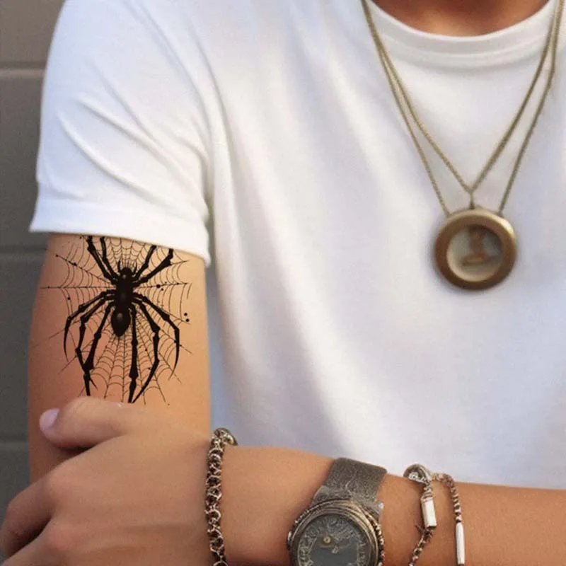 4 pezzi di tatuaggio temporaneo impermeabile ragno realistico per mani, schiena e collo, durata 1-2 settimane, tatuaggio finto semipermanente