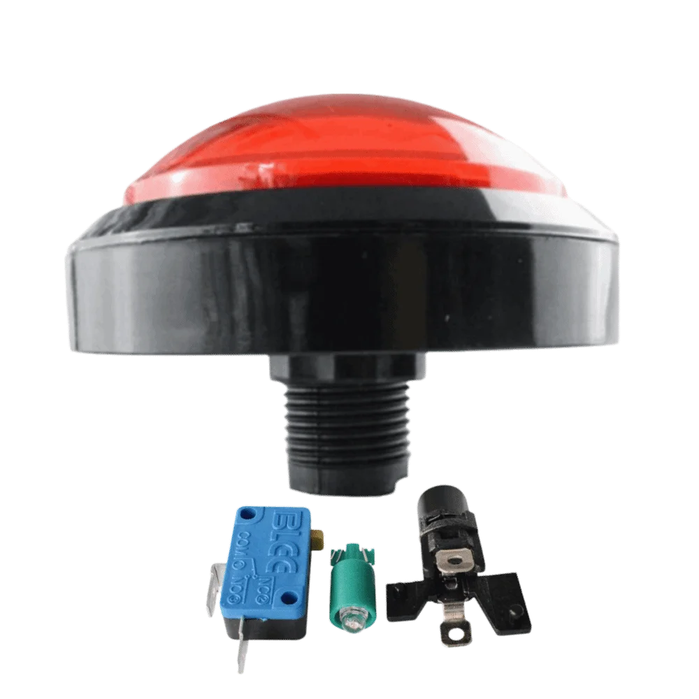 4pcs 100mm Diameter Arcade Push Button LED Illuminated Red Color Arcade Button Replacement Single Button Unit Convex Design