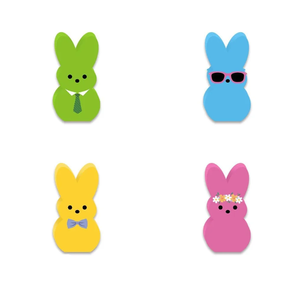 

Creative Rabbit Shape Easter Bunny Wood Signs Cartoon Wooden Colorful Rabbit Decoration Handmade Cute Home Table Decor Party