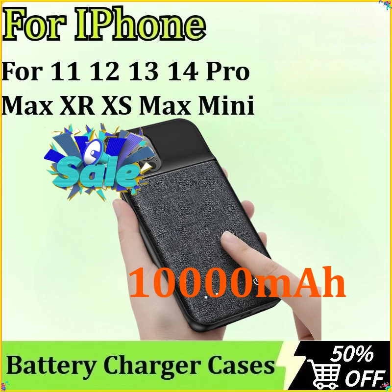 

For IPhone 11 12 13 14 Pro Max XR XS Max Mini Portable Charging Cover Back Clip Power Bank Battery Charger Case New 10000mAh