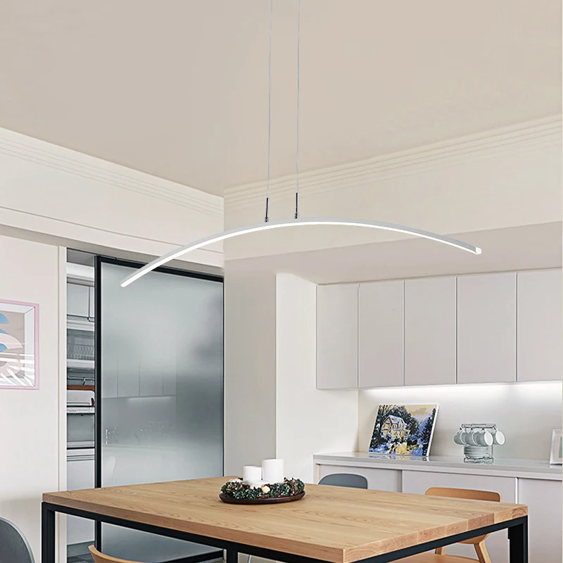 Imagem -03 - Moderno Led Luzes Pingente Ferro Arco Minimalista Hanglamp para Sala de Jantar Estudo Loft Decoração Escritório Sala Reunião Luminária Suspensão