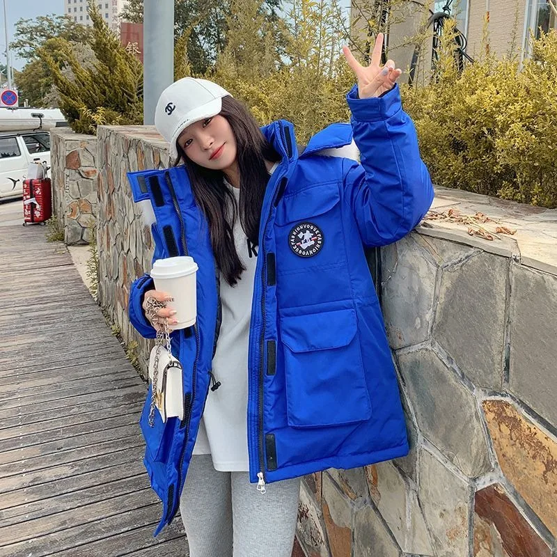 New Winter Down Cotton-padded Clothes Women's Medium and Long Ins Tide Tooling Student Explosion Cotton-padded Jacket Parkas