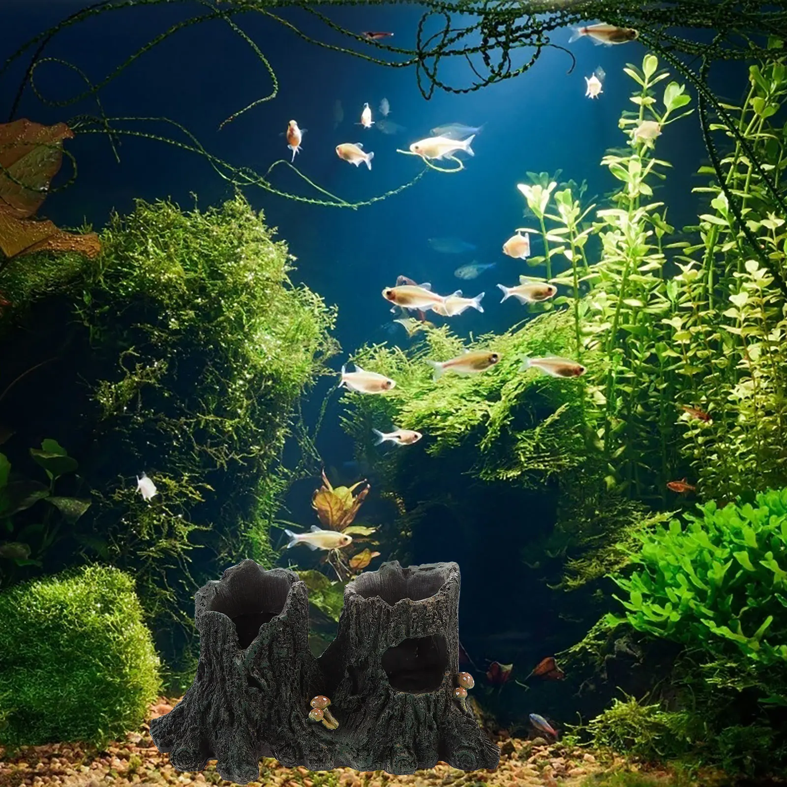 

Realistic Artificial Driftwood Aquarium Stump Branch With Wide Holes Fish Shelter Underwater Sculpture Decor For Fresh Salt
