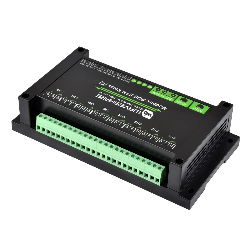 Modbus POE ETH Relay (C) Dual Ethernet Ports 8-ch Relay Module Modbus RTU Protocol PoE Power Supply With Various Isolation