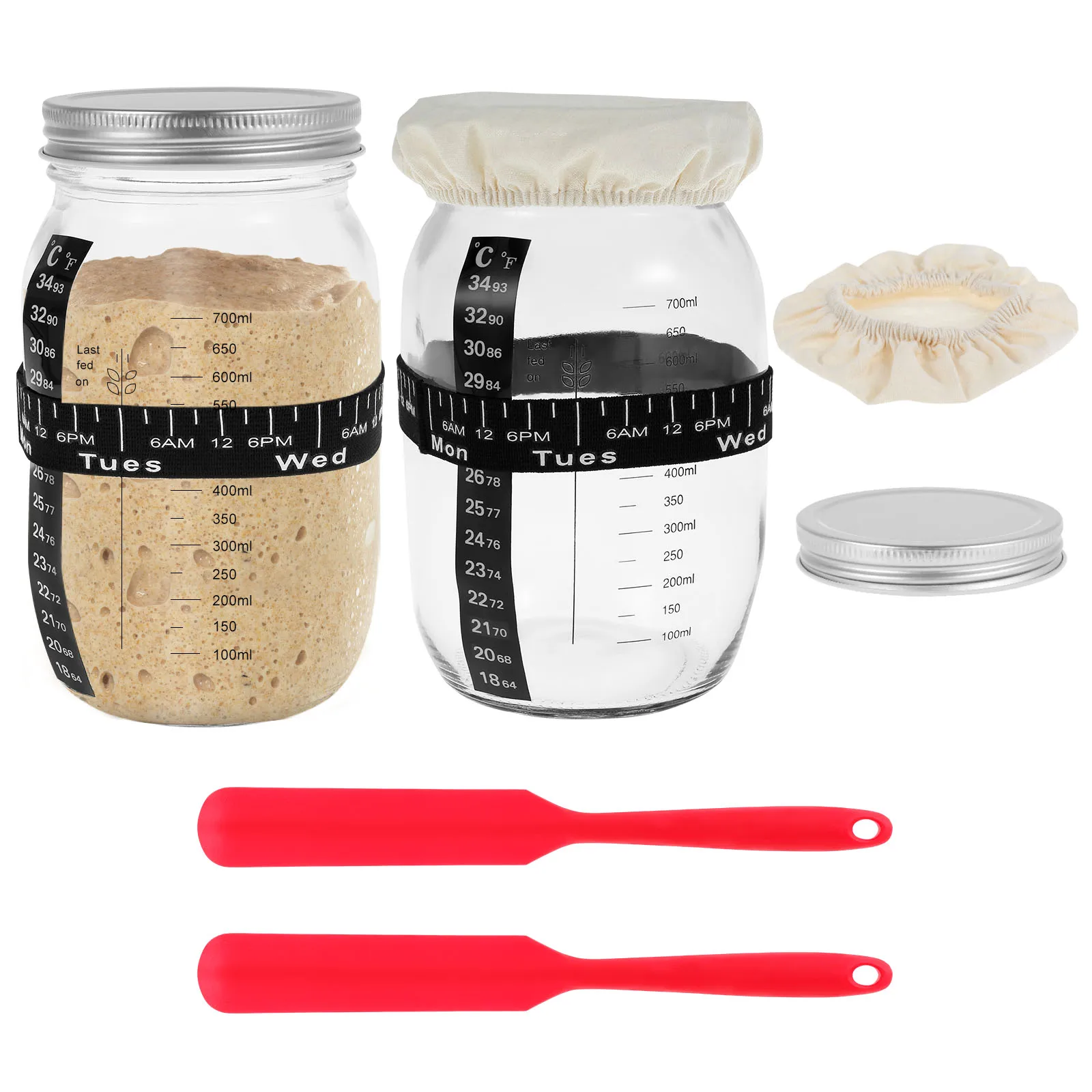 

Sourdough Starter Jar Glass Heat Resistant Sourdough Starter Container Baking Fermentation Jar Food Storage Bread Baking Supplie
