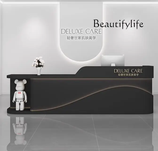 مكتب الاستقبال مجموعة بسيطة وخفيفة فاخرة مكتب منصة مشروبات أمين الصندوق عيادة الفم متجر الملابس صالون تجميل