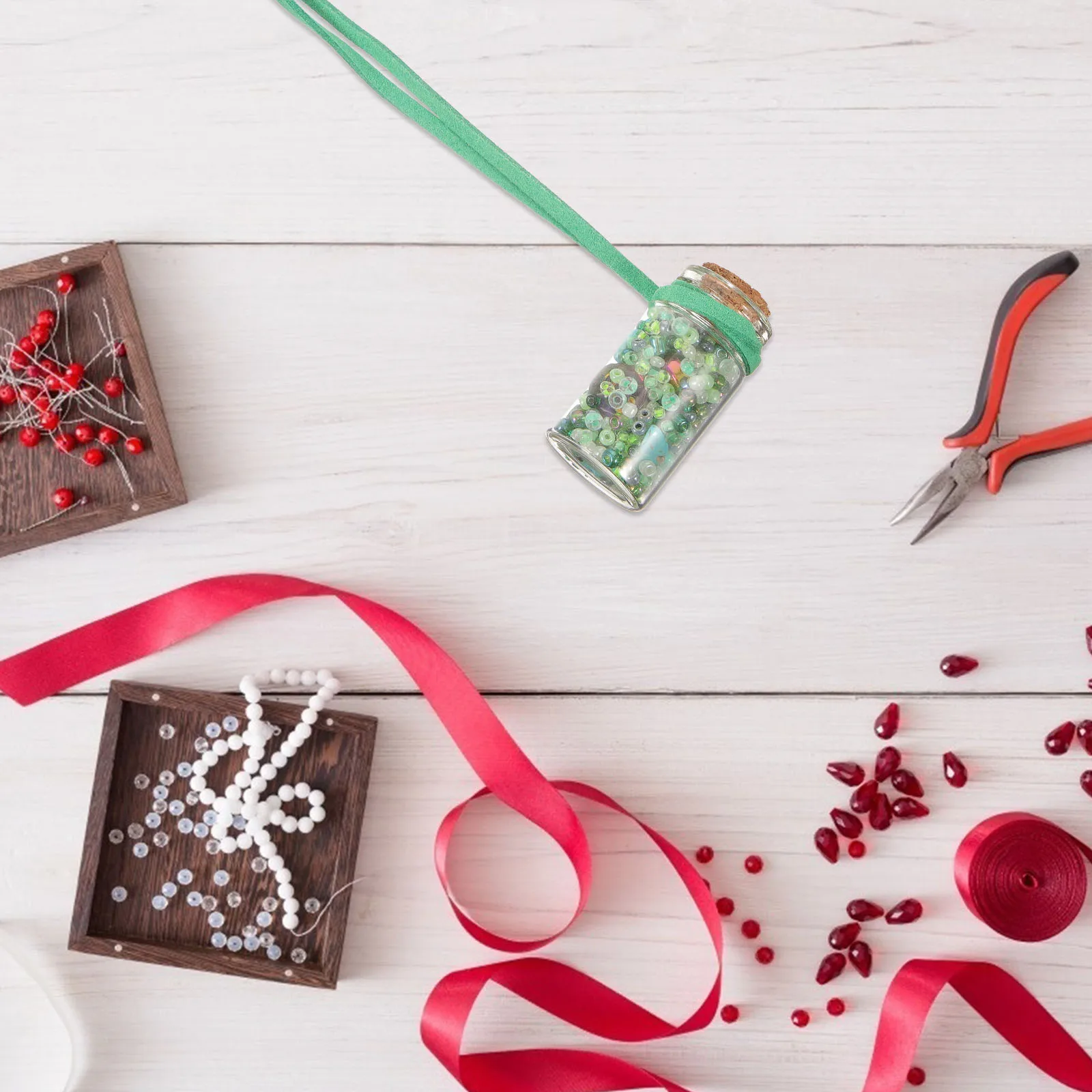 

1 Set Beads Bottle Glass Mini Wishing Bottle Diy Decoration Craft Kit Parent- Activity Creative Home School Use Glass