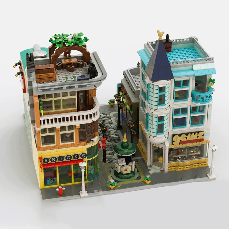 

NEW 4659PCS City Hot Selling Street View Moc Shopping District model DIY creative ideas Child Toy Assembly Puzzle birthday Gift