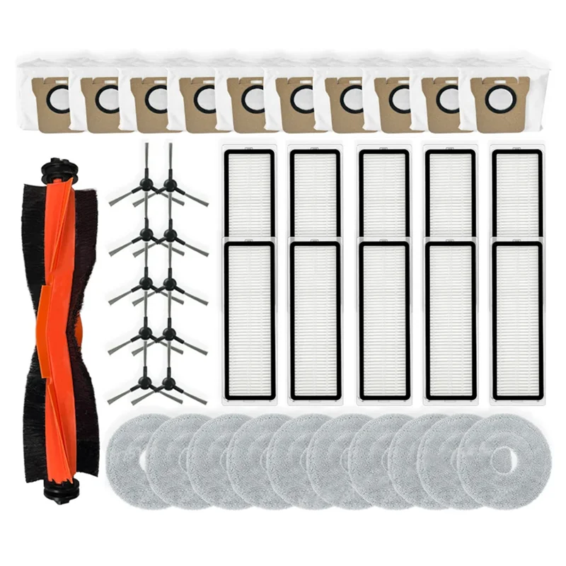 A24P สําหรับ Xiaomi หุ่นยนต์สูญญากาศ X20 PRO/D102GL เปลี่ยนชิ้นส่วนหลักแปรงด้านข้าง HEPA FILTER Mop ผ้าฝุ่นกระเป๋าอุปกรณ์เสริม