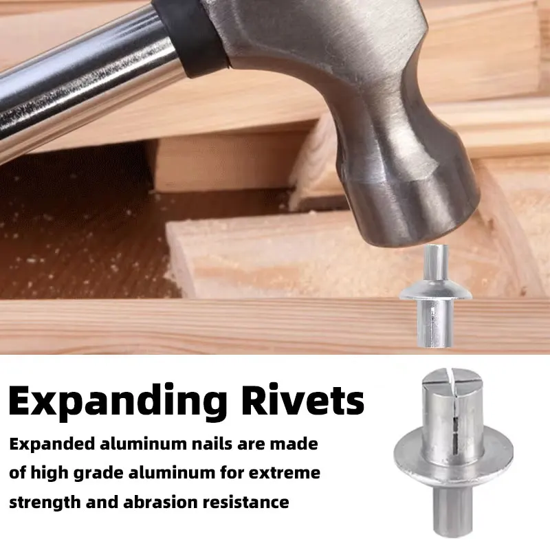 50 قطعة رأس مستدير الألومنيوم الأساسية المسامير تدق نوع صغير التنصت مسامير السحابات توسيع الألومنيوم المسامير صدمة برشام #2