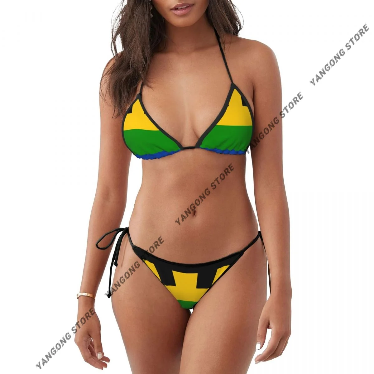 

Woman Two Piece Swimsuit Flag Of Frymburk Swimwear Women's Bikini Set Sexy Bikini Low Wasit Bathsuit