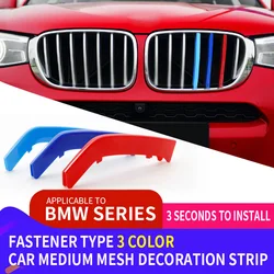 3 adet araba Grille Trim şerit için BMW X1 X2 X3 X4 X5 X6 X7 E84 F48 F49 F39 E83 F25 G01 F26 G02 E70 F15 E53 G05 E71 E72 F16 G06 G07