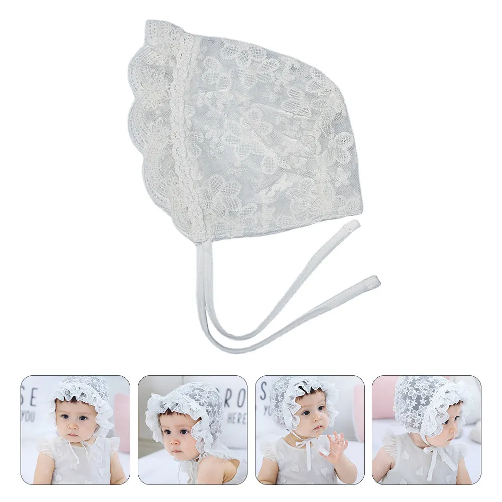 

1Pcs Delicate Flower Lace Bonnet for Newborn Baby Girls 0-10 Months Lightweight Breathable Cotton Hat Perfect for Photoshoots