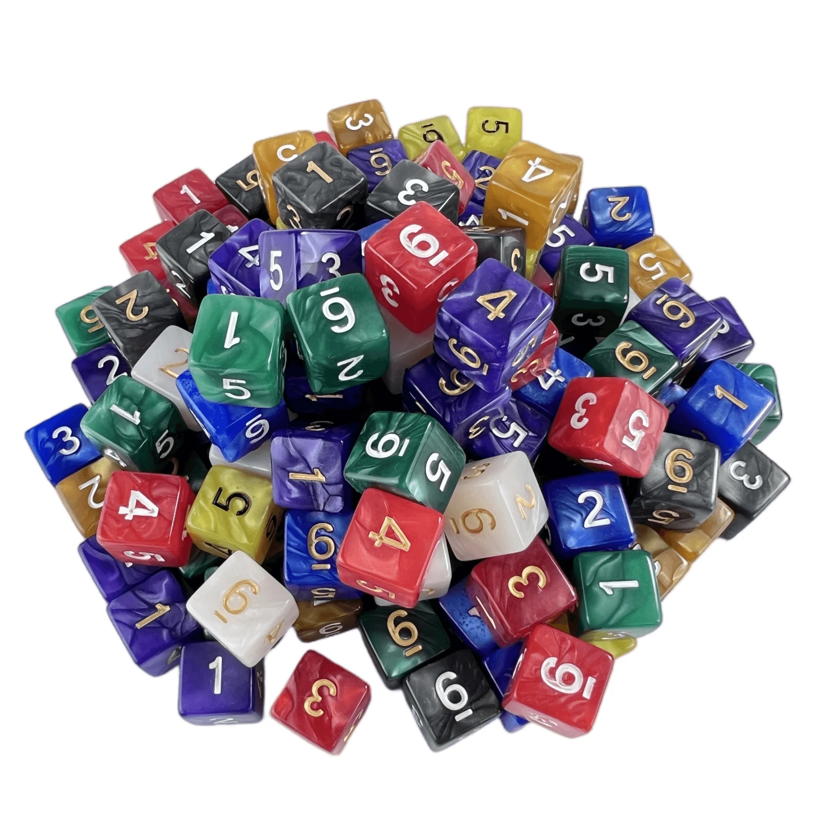 100pcs D6 Dice 16mm Polyhedral 6 Sided Digital Dice for Board Game DND TRPG