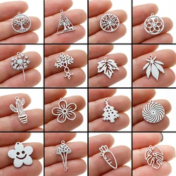 5Pcs/Lot Tree Of Life Stainless Steel Diy Dangle Charms For Women Plant Flower Leaf Necklace Charm Jewelry Materials Wholesale