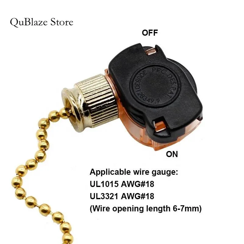 E87438 303 ON OFF 2 Position 3A 250VAC 6A 125VAC Ceiling Fan Light Pull Chain Switch