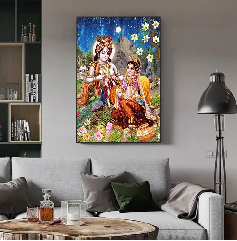 

1 Pieces New Arrival Lord God krishna hindu Fashion Wall Posters For Living Room Modern Home Decor Pictures HD Canvas Paintings