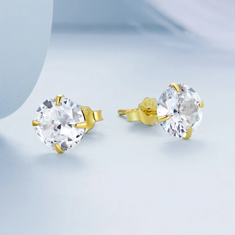 4 paia]Eleganti orecchini in oro con diamanti scintillanti