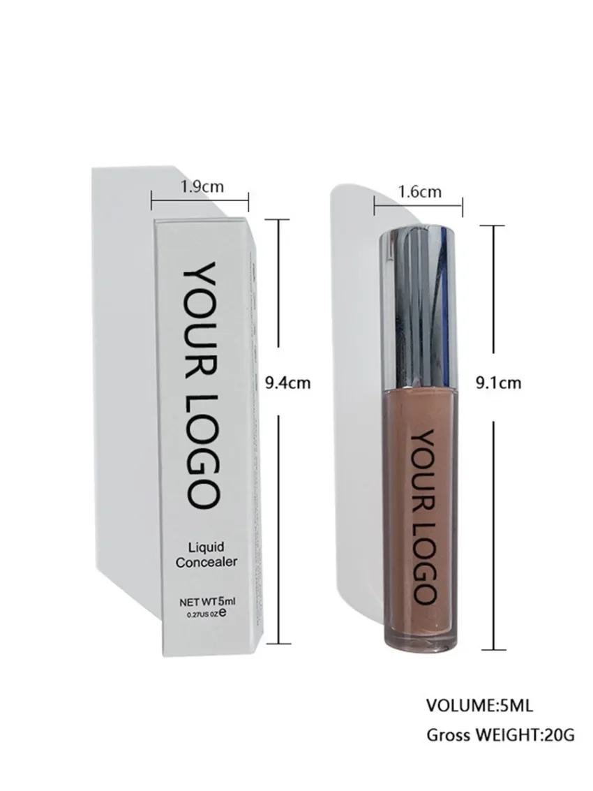 Logotipo personalizado Silver Cover Liquid Concealer, duradouro, impermeável, à prova de suor, iluminar, maquiagem etiqueta, atacado, 8 cores