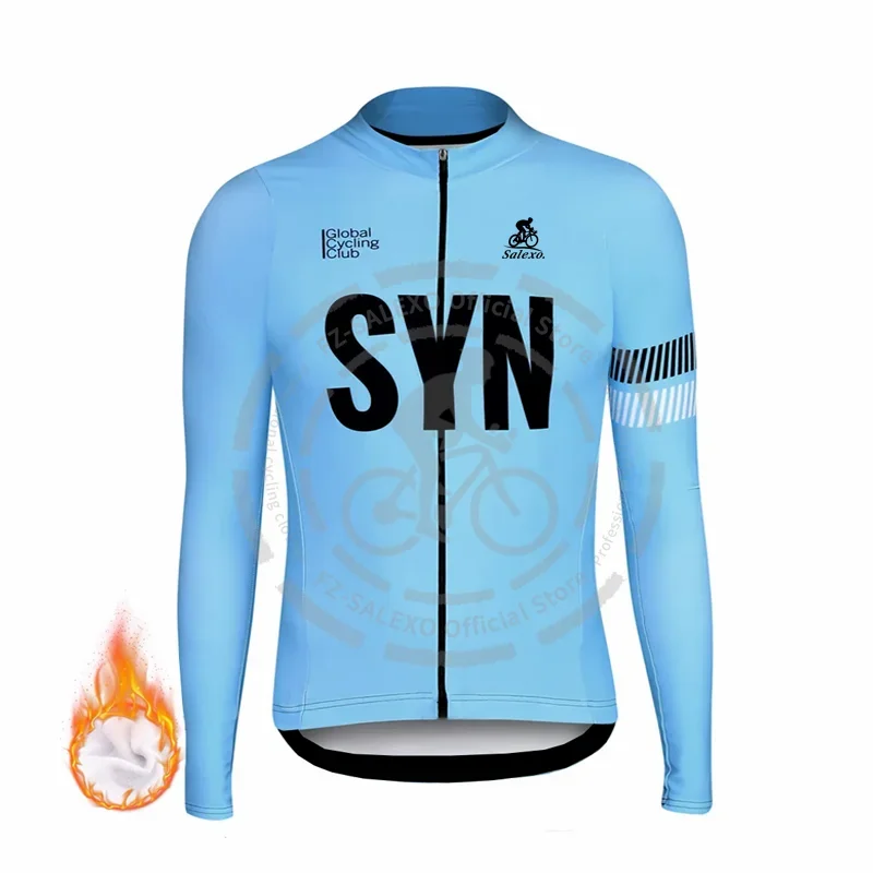 SYN Winter Cycling Jacket Men Mountain Bike Wear Thermal Fleece Cycling Clothing Long Bicycle Cycling Jersey Maillot Ciclismo