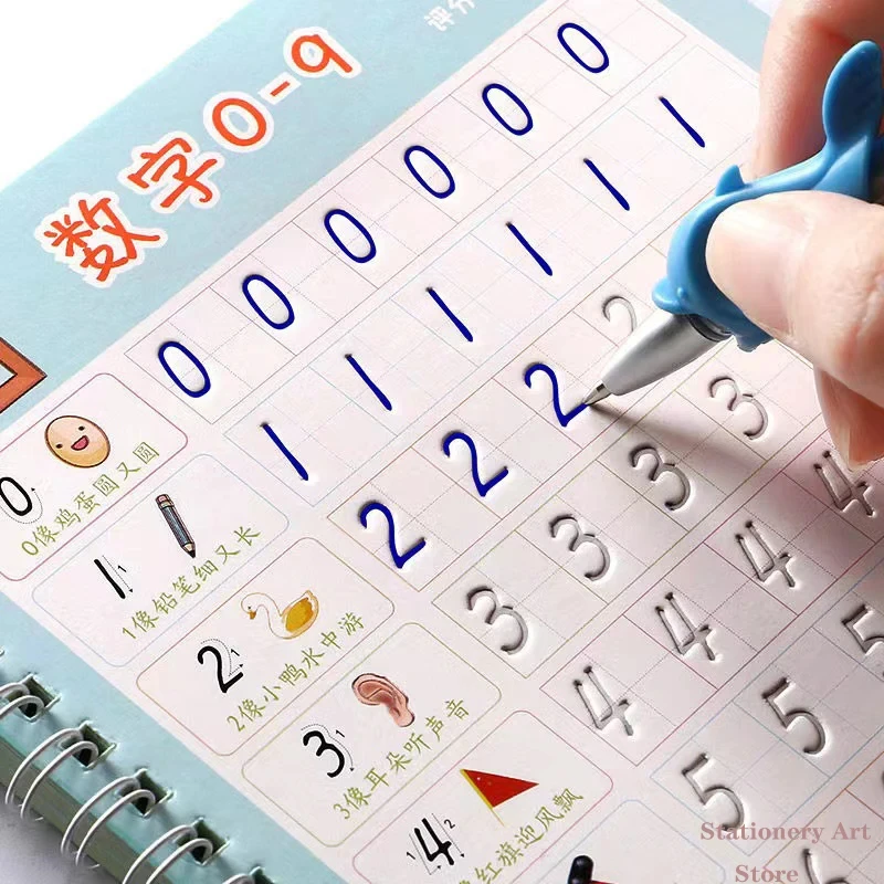 Reusable 3D Groove Learn English Copybook Calligraphy Handwriting Learn Math Draw Book Writing For Kid Pen Control Training Gift