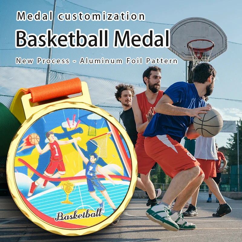 

Basketball Medals Gold Silver Bronze Award Medal School Sports Basketball Competition Souvenir Gift 65mm Free Print Custom