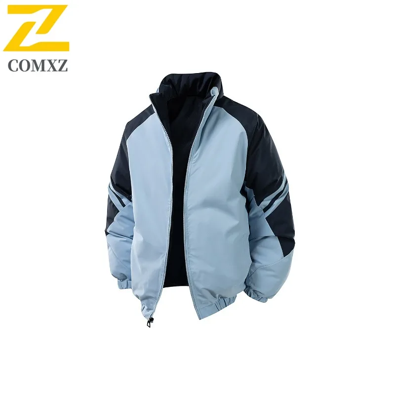 

COMXZ Хлебная куртка, теплая свободная куртка с воротником-стойкой, стильная дорожная снежная стеганая куртка, уличная минималистичная зимняя стеганая мужская одежда