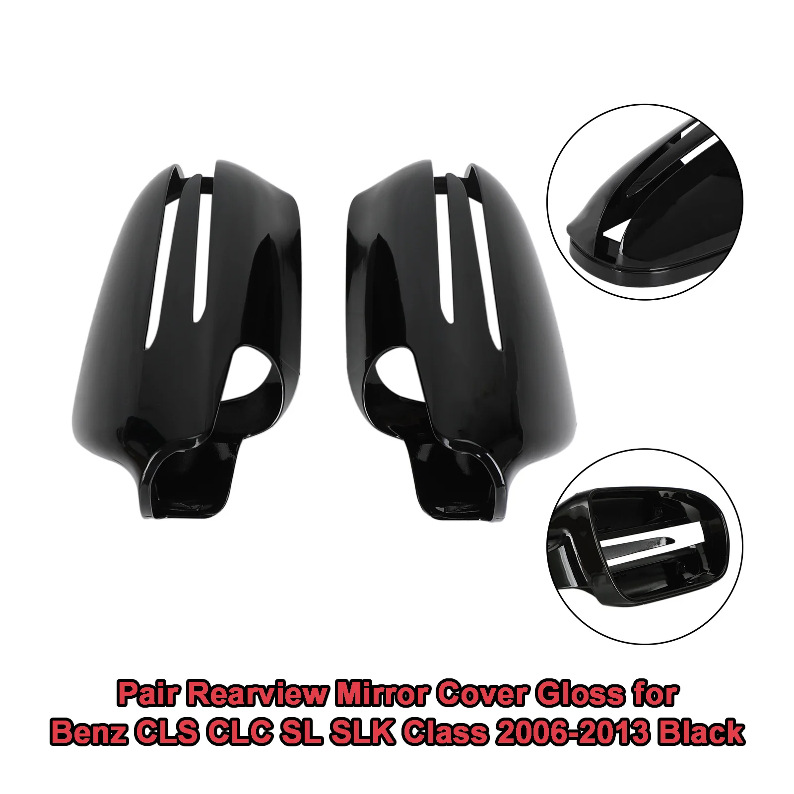 Artudatech Pair Rearview Mirror Cover Gloss for Benz CLS CLC SL SLK Class 2006-2013 Black Car Accessories