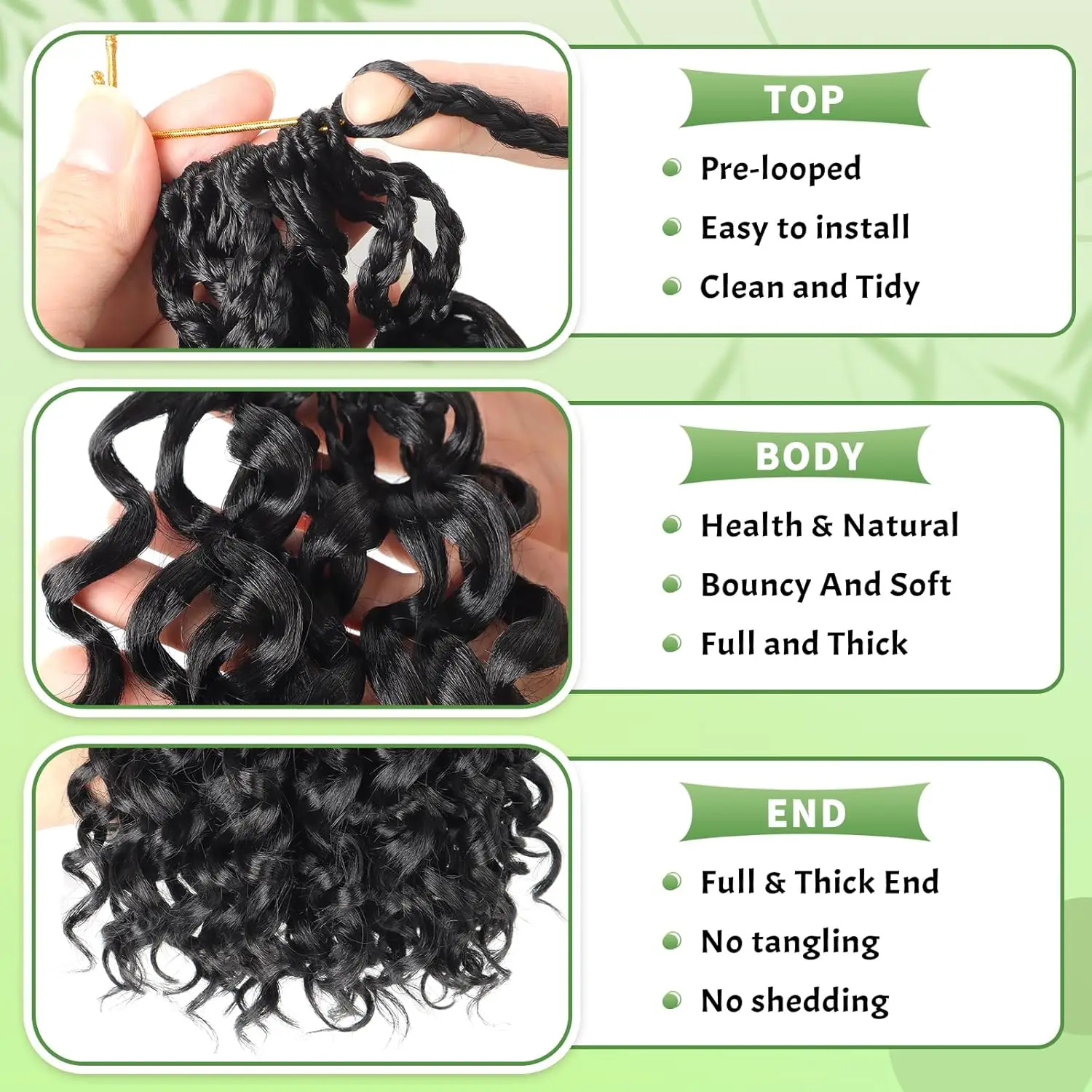 프리 루프 고고 컬 크로셰 헤어 1/6팩 합성 프리 트위스트 짧은 곱슬 크로셰 헤어 (흑인 여성용 오션 웨이브)