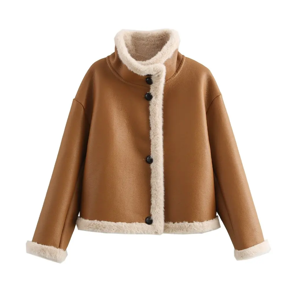 

European And American Fashion Imitation Mink Fur Long Sleeve Wool Coat Women's Spring Autumn New Style G42780