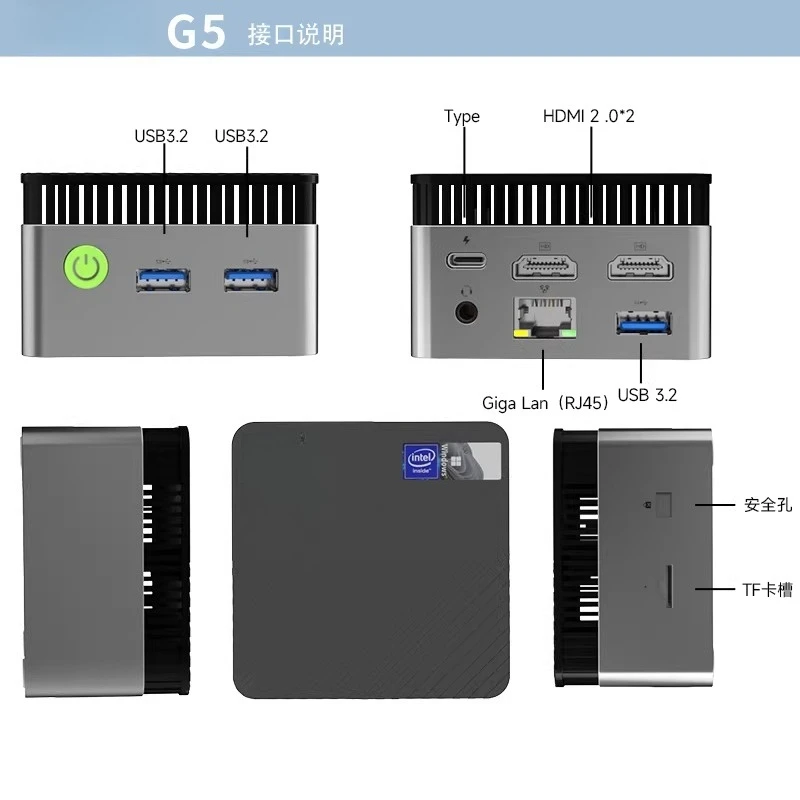 G5 Alder Lake N97 미니 PC 윈도우 11 프로 DDR5 4800Mhz NGFF SSD WIFI 5 BT5.0 휴대용 포켓 컴퓨터 썸네일 2