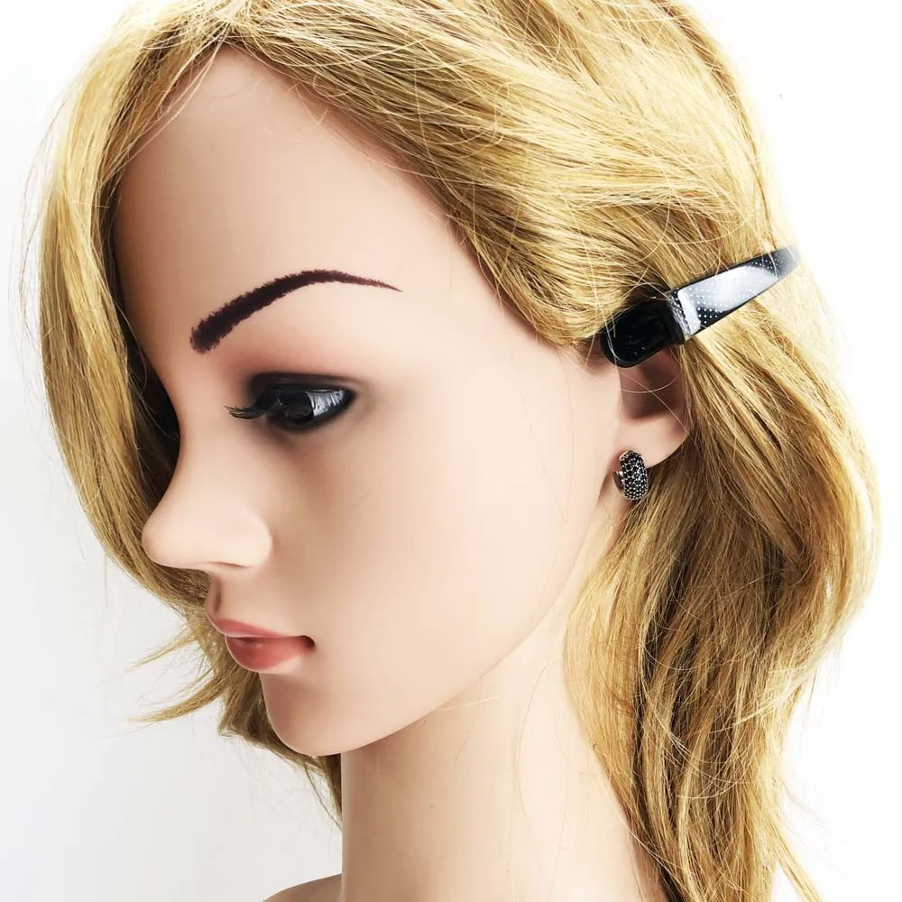 Schwarze Kreolische Creolen mit Scharnier, Europa, Vintage, feiner Schmuck für Damen und Herren, Wintergeschenk aus echtem 925er-Sterlingsilber – Detail 4