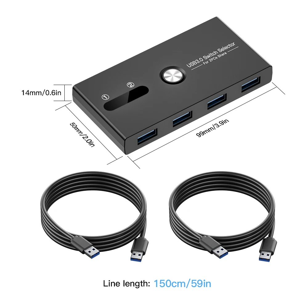 USB KVM 스위치 키보드 마우스 프린터용 USB 3.0 2.0 KVM 선택기 스위처, Mi Box 2pc 포트 공유 4PC 장치 USB 3.0 케이블