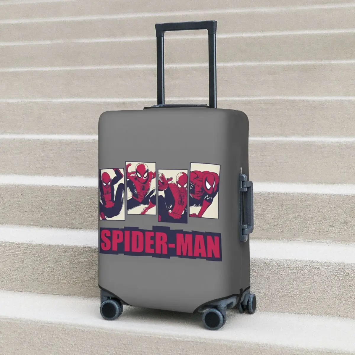 Spider Man Four Panel Pose Graphic Poster Suitcase Cover Vacation Travel Elastic Luggage Accesories Protector