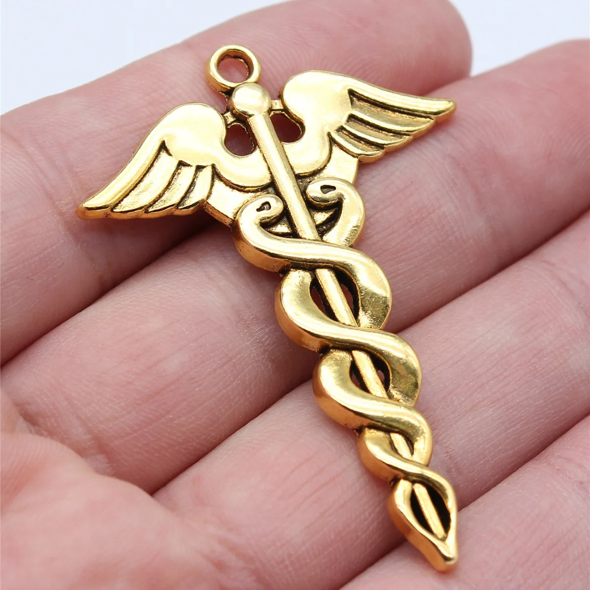 WYSIWYG 5pcs 53x37mm 2 Colors Medical Scepter Charms Pendant For DIY Jewelry Making Handmade Jewelry Craft Findings