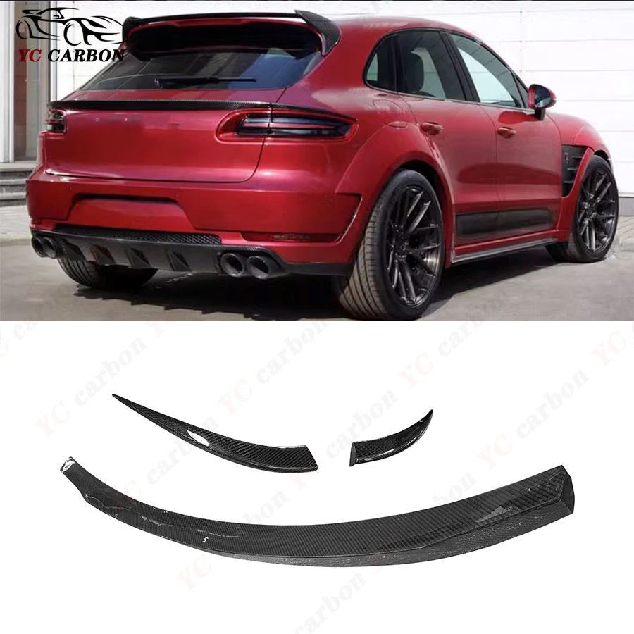 For Porsche Macan 2014 -2023 High quality Real Carbon Fiber Spoiler Rear Roof Trunk Spoiler Boot Middle Wings Car Styling