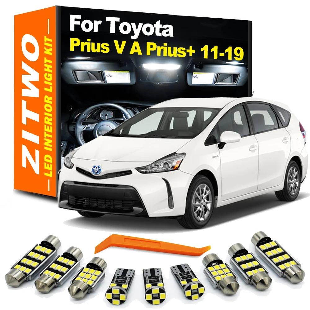 ZITWO-bombilla LED Canbus de 12 piezas para Toyota Prius V A + 2011, 2012, 2013, 2014, 2015, 2016, 2017, 2018, 2019, Kit de luz de placa de lectura Interior