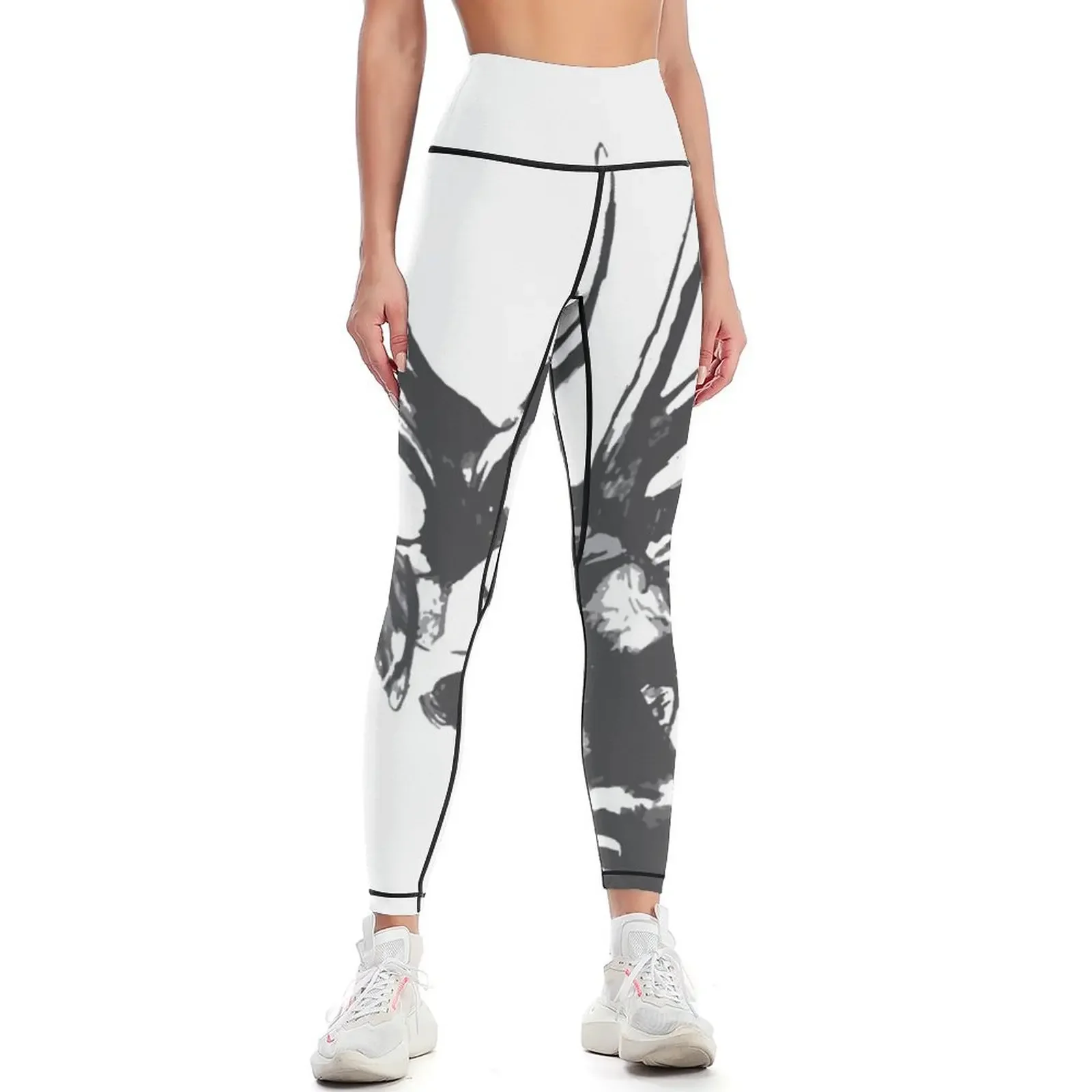 

Printed from a vintage deer. artistic animal of the forest, black and gray sketch style in pencil Leggings