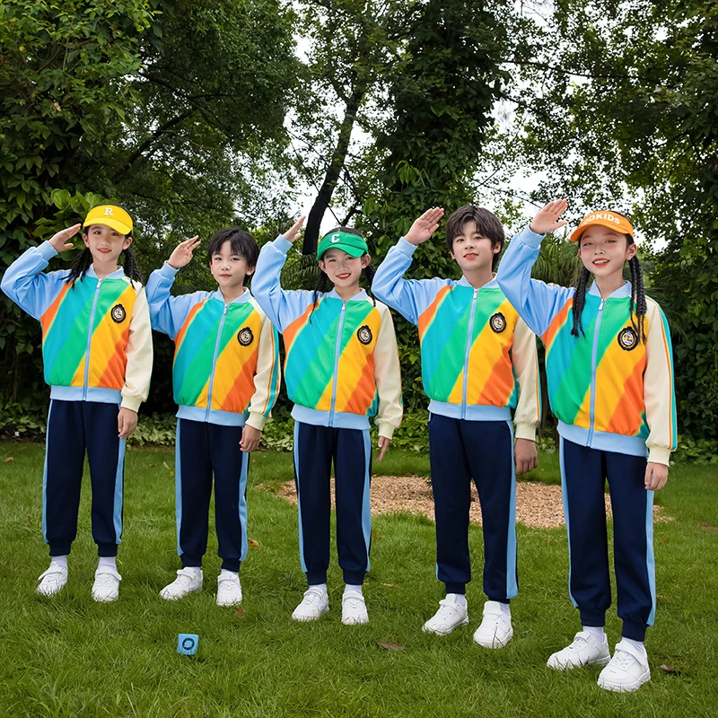 Kids School Uniform for Boy Girls Elementary School Student Clothing Set For Child Casual Jacket Pants Two Pieces Clothes Suit image 2