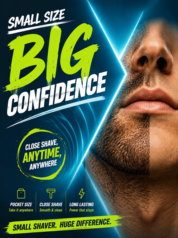 Electric Shaver Mini Size Smart Beard Trimmer Rechargeable Dual Blade Razor Portable Men Grooming Tool