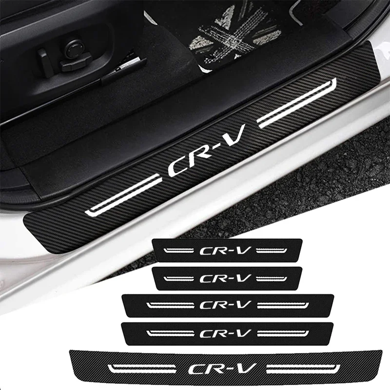 for Honda CRV CR-V 2016 2017 2018 2019 2020 2021 Car Door Sill Protector Rear Trunk Bumper Threshold Stickers Accessories