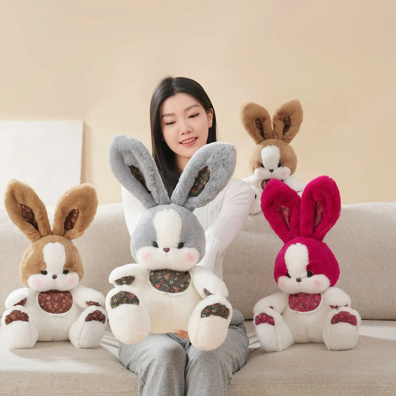 Precioso juguete de peluche de conejo: lindo conejito de peluche para mayor comodidad y abrazar, amigo del sueño suave y regalo de cumpleaños ideal para ella