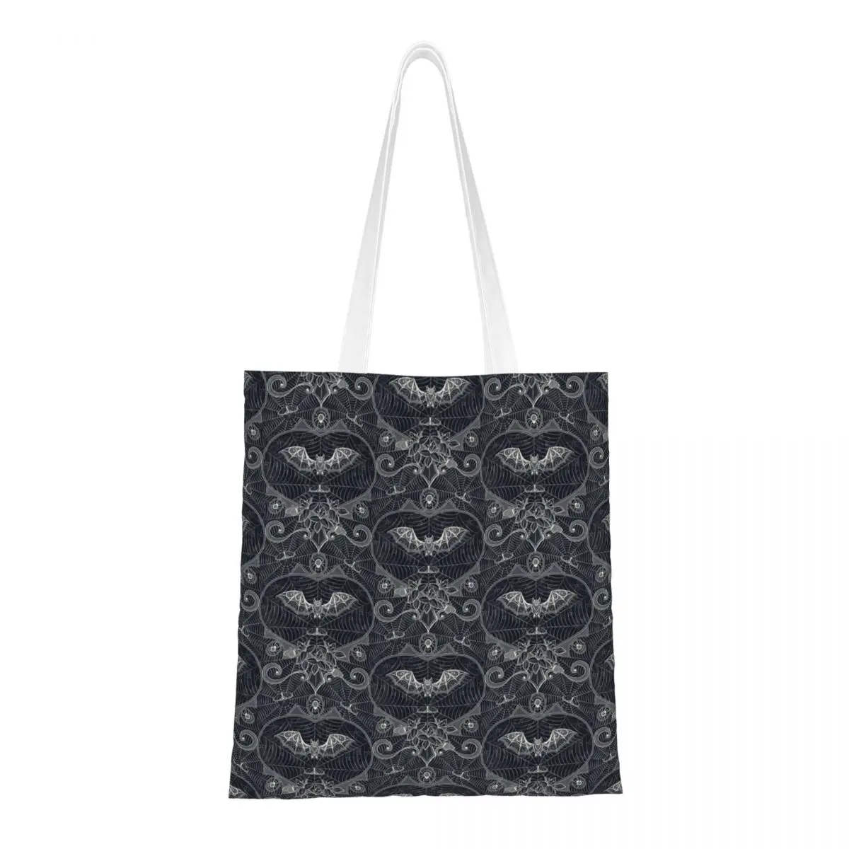 هالووين عنكبوت شبكة حقيبة تسوق دانتيل ، متسوق قماشي قابل للغسل ، حقيبة يد كتف الخفافيش ، طباعة مخصصة كاواي ، قوطية