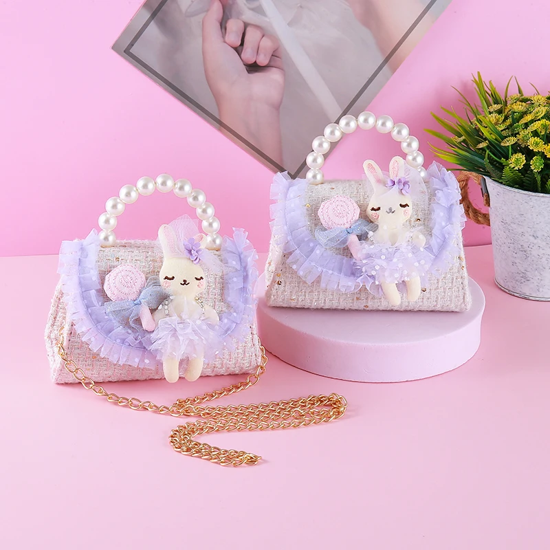 Tas tangan Mini anak-anak tas selempang kelinci imut kartun Tote untuk bayi perempuan dompet koin Kawaii tas tangan balita hadiah