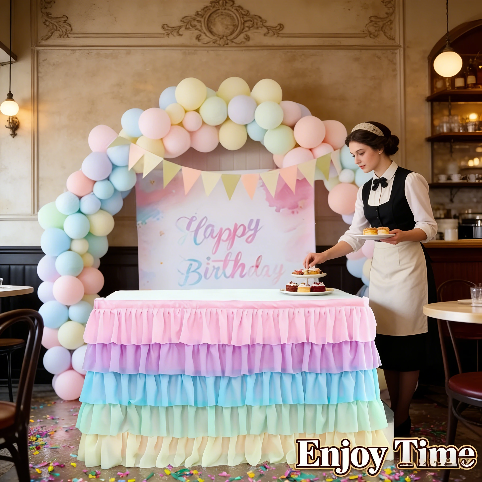 5 Layer Colorful Table Skirt Mermaid Design For Wedding Birthday Party Decorations