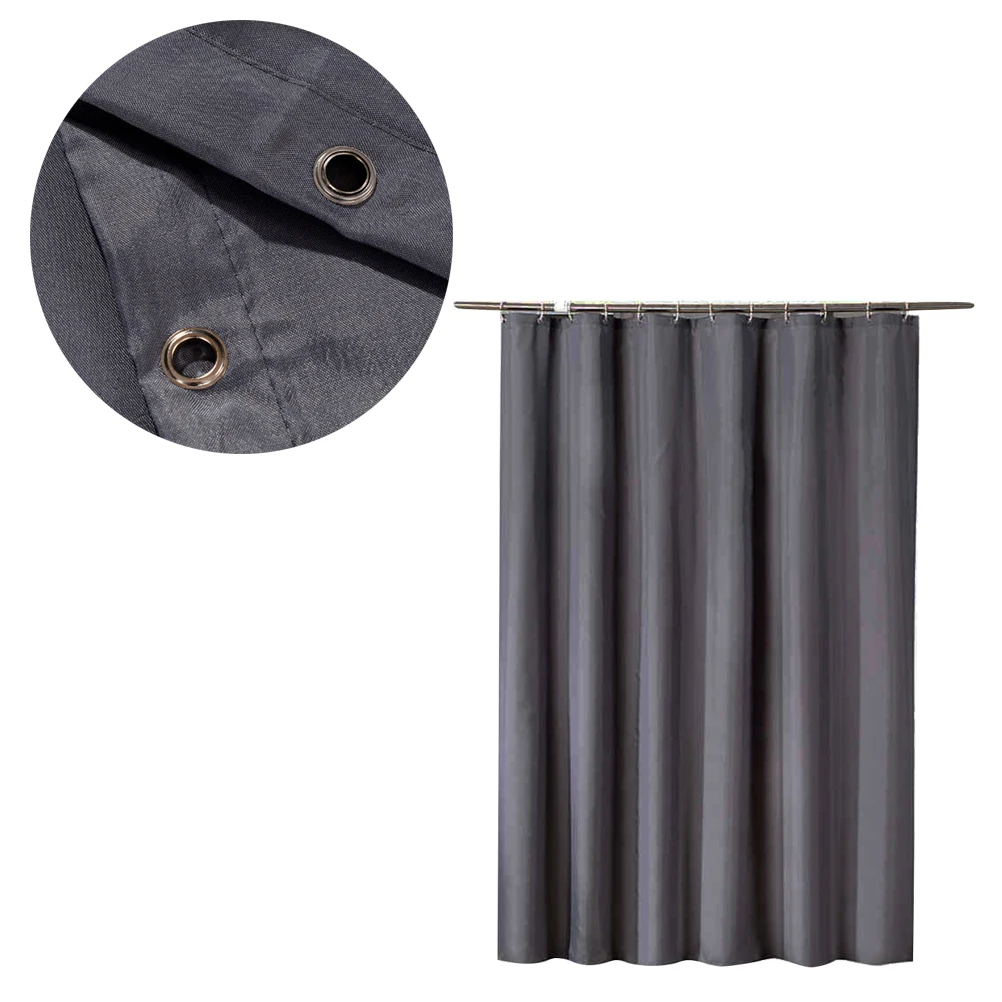 

180X200 Cm Dark Grey Solid Color Shower Curtain Premium Polyester Waterproof Bathing Curtain Mildew Proof Sturdy Hooks Home
