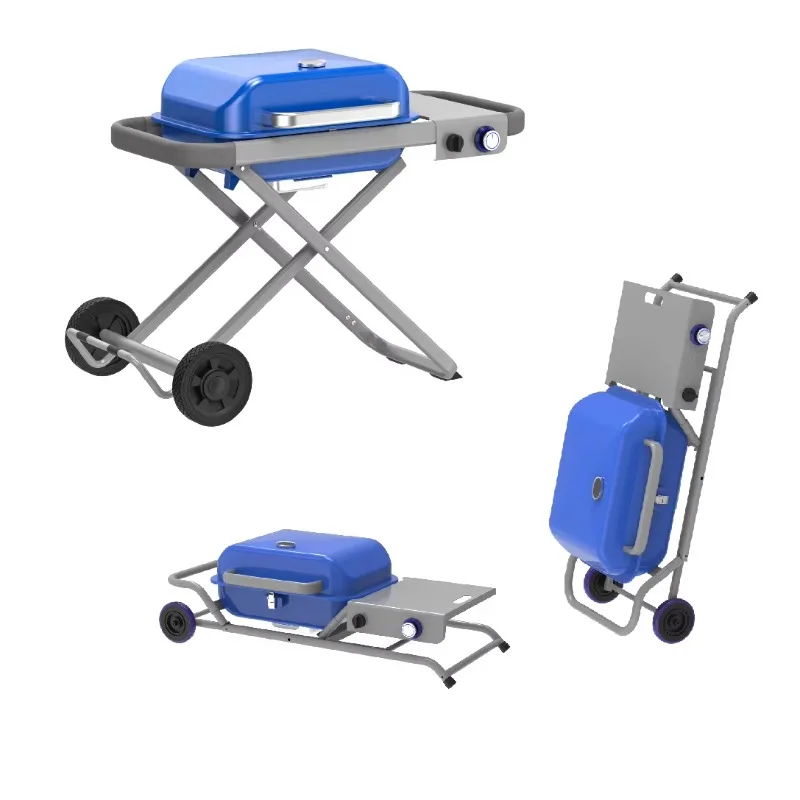 Professional foldable bbq gas grill trolley removable gas smoker grill