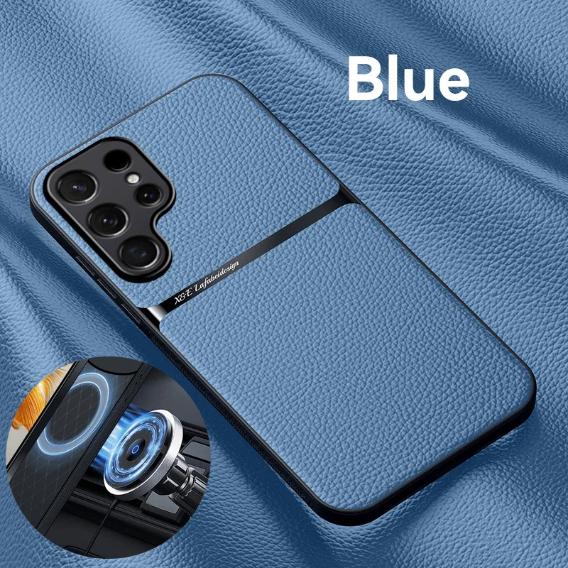 For Samsung Galaxy S21 S24 S26 Plus S23 FE S25 Edge S22 Ultra Silicone Phone Case Built-in Metal Plate Protection Cover Cases