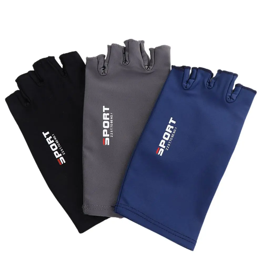 تنفس سيليكون حماية الشمس القيادة بلون عدم الانزلاق القفازات نصف اصبع قفازات الحرير الجليد قفازات الرجال قفازات مرنة