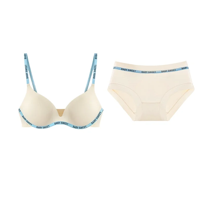 Neues Modell Japanischer Stil Nahtloser Push-Up BH-Set für Damen Ohne Bügel Anti-Erschlaffungs-Effekt Dünne Cups Weich Bequem 6 Farben